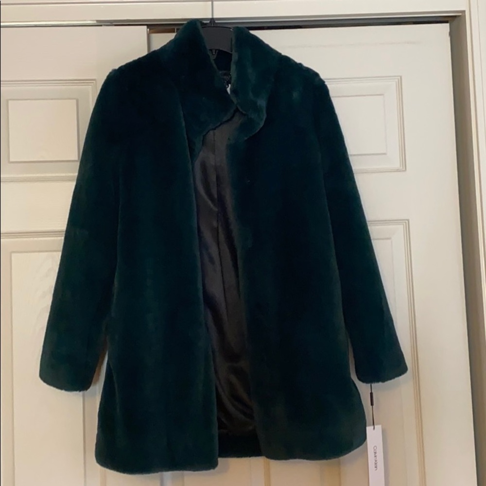 Emerald green faux fur jacket
